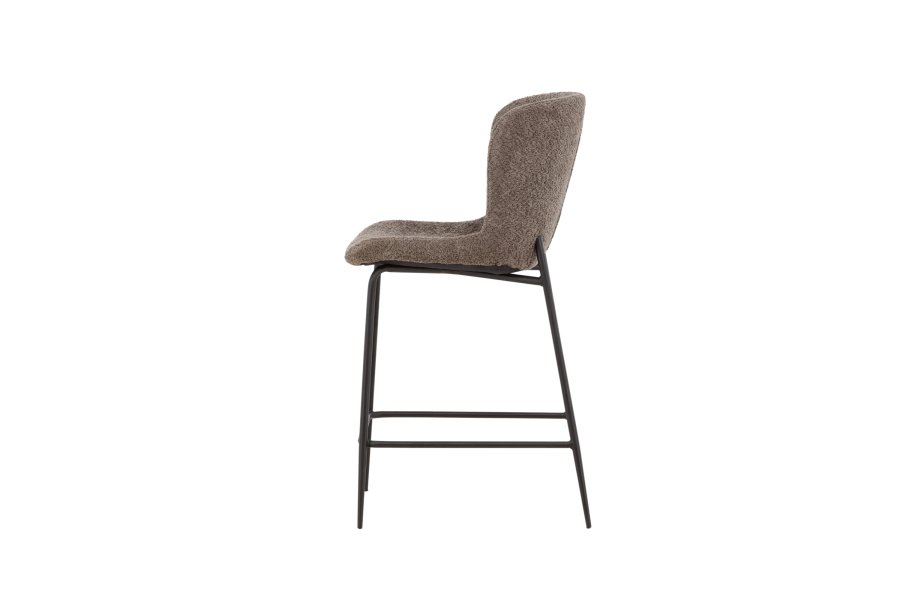 VENTURE DESIGN Modesto barstol, m. rygln og fodsttte - brun bouclé stof og sort stl