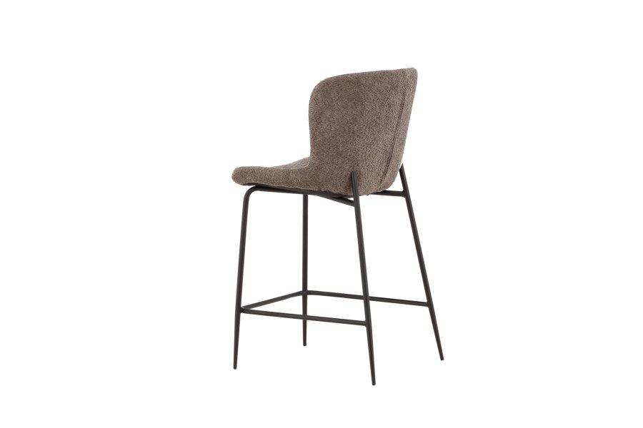 VENTURE DESIGN Modesto barstol, m. rygln og fodsttte - brun bouclé stof og sort stl