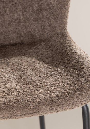 VENTURE DESIGN Modesto barstol, m. rygln og fodsttte - brun bouclé stof og sort stl