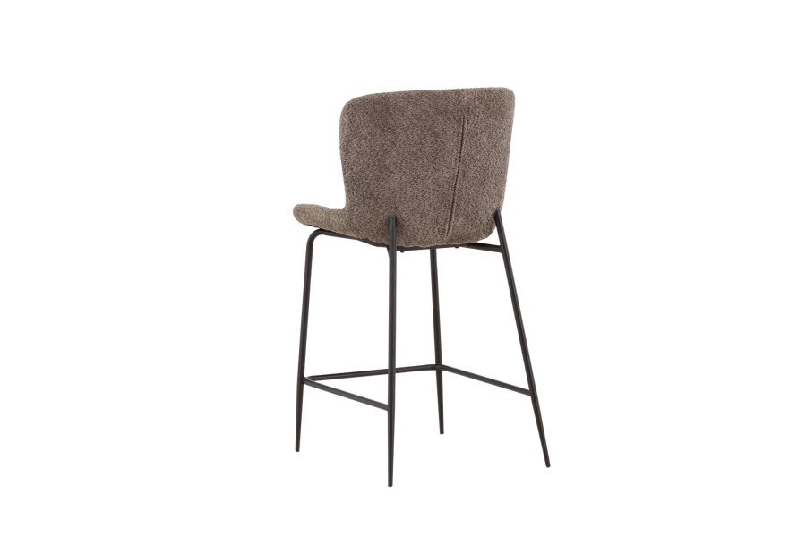 VENTURE DESIGN Modesto barstol, m. rygln og fodsttte - brun bouclé stof og sort stl