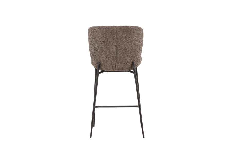 VENTURE DESIGN Modesto barstol, m. rygln og fodsttte - brun bouclé stof og sort stl