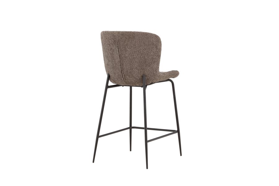 VENTURE DESIGN Modesto barstol, m. rygln og fodsttte - brun bouclé stof og sort stl