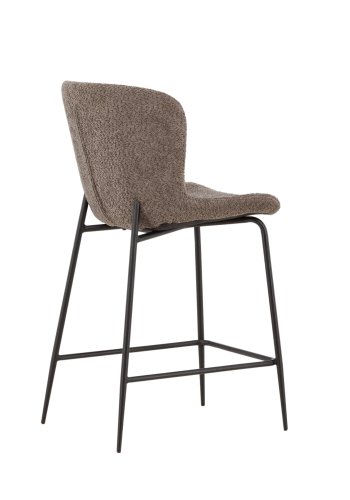 VENTURE DESIGN Modesto barstol, m. rygln og fodsttte - brun bouclé stof og sort stl