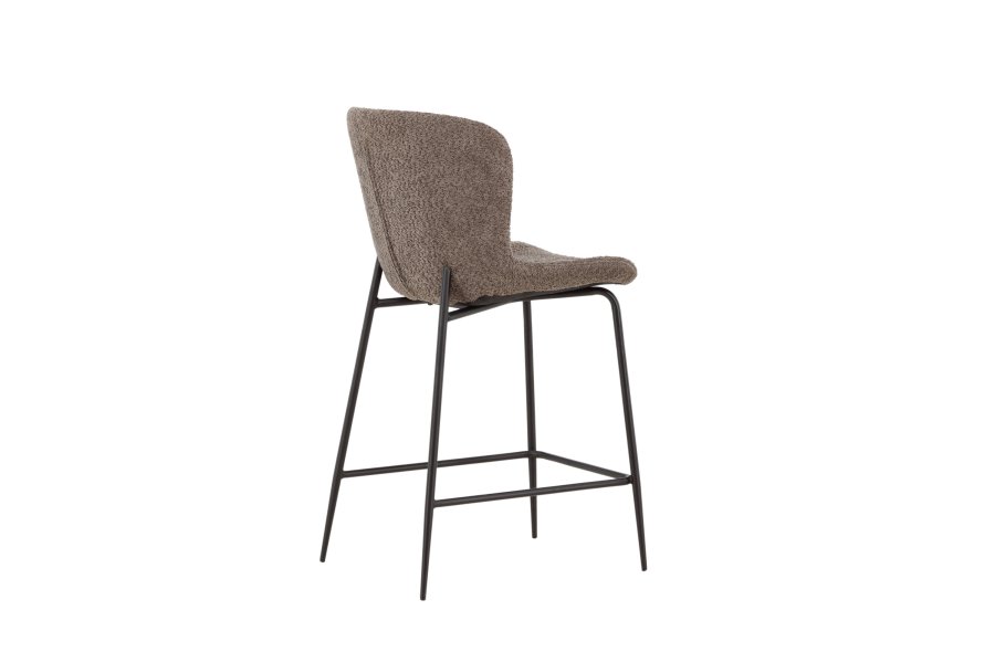 VENTURE DESIGN Modesto barstol, m. rygln og fodsttte - brun bouclé stof og sort stl