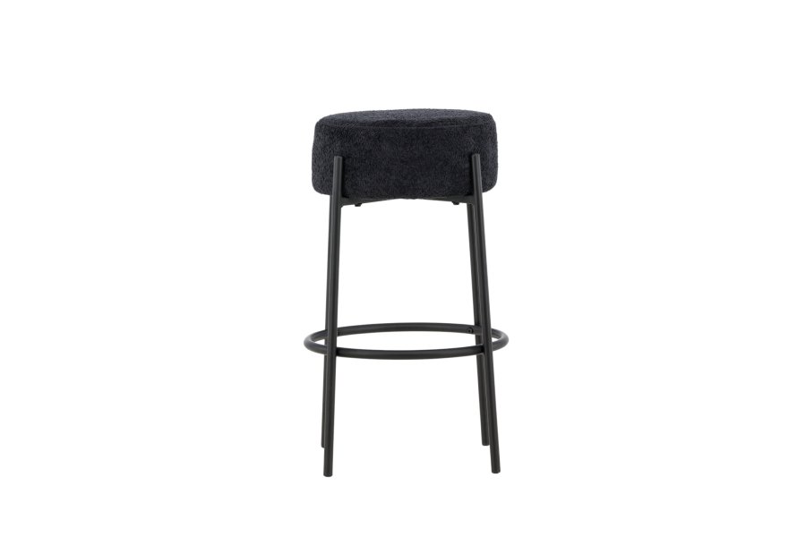 VENTURE DESIGN Tucson barstol, m. fodsttte - sort bouclé stof og stl