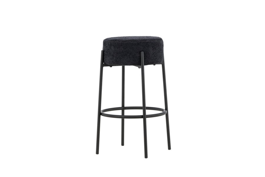 VENTURE DESIGN Tucson barstol, m. fodsttte - sort bouclé stof og stl