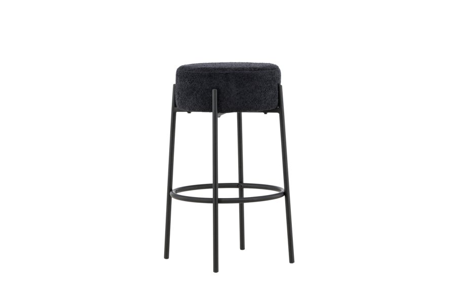 VENTURE DESIGN Tucson barstol, m. fodsttte - sort bouclé stof og stl