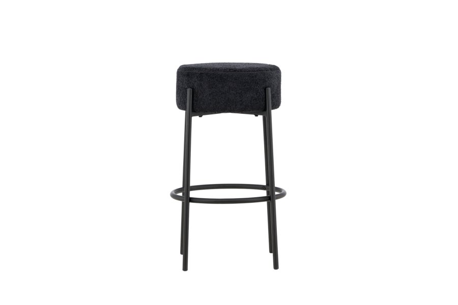 VENTURE DESIGN Tucson barstol, m. fodsttte - sort bouclé stof og stl