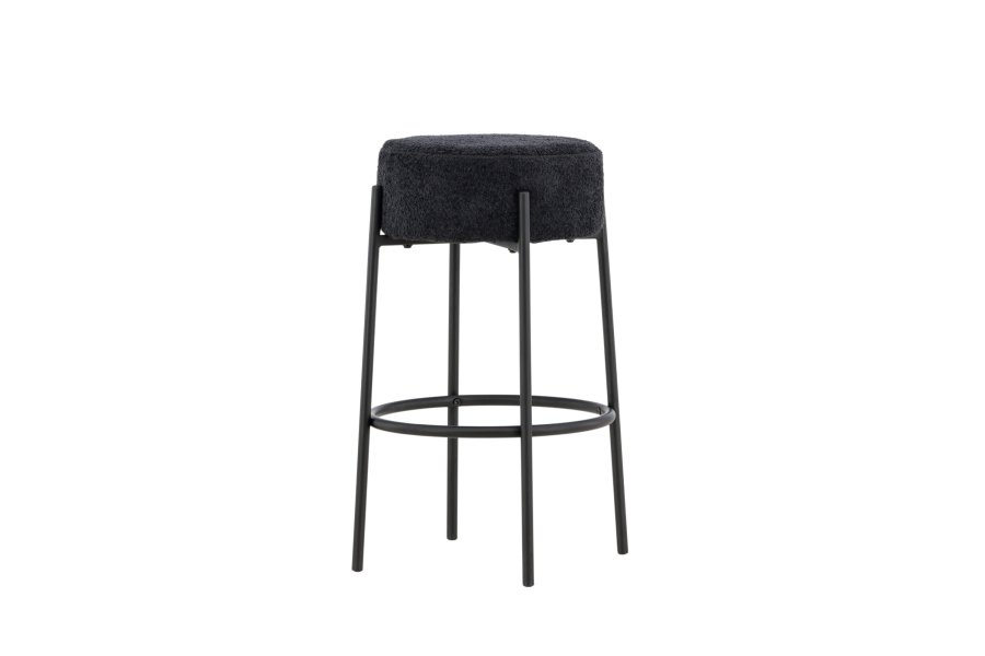 VENTURE DESIGN Tucson barstol, m. fodsttte - sort bouclé stof og stl