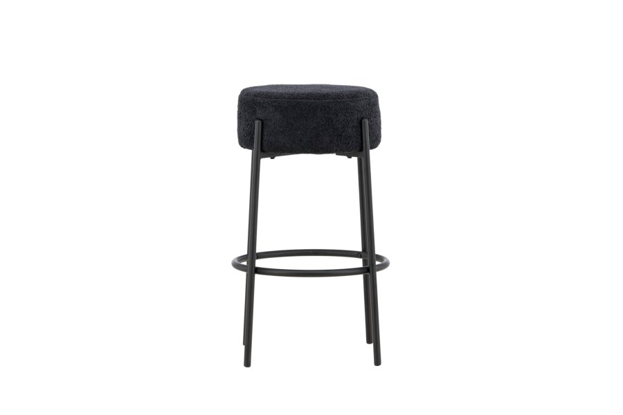 VENTURE DESIGN Tucson barstol, m. fodsttte - sort bouclé stof og stl