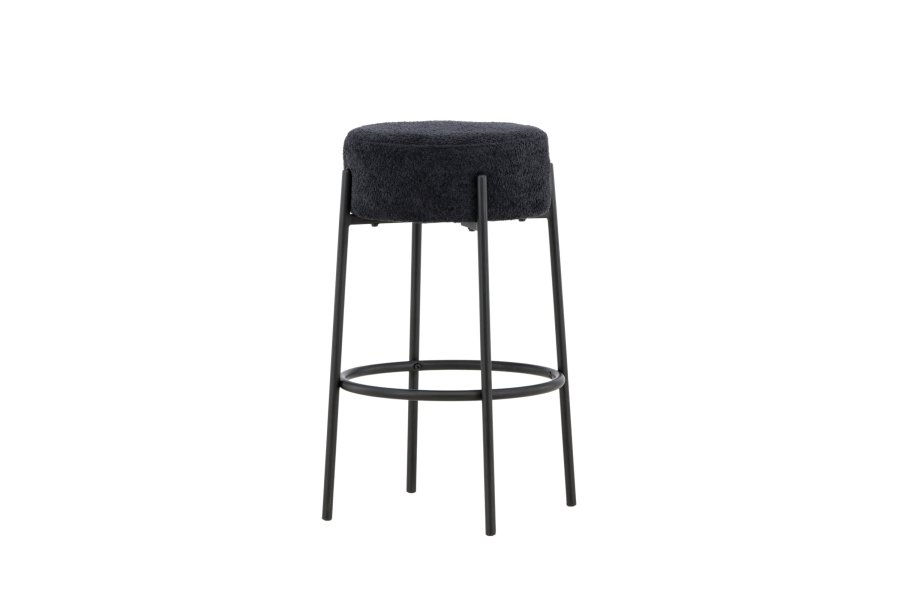 VENTURE DESIGN Tucson barstol, m. fodsttte - sort bouclé stof og stl