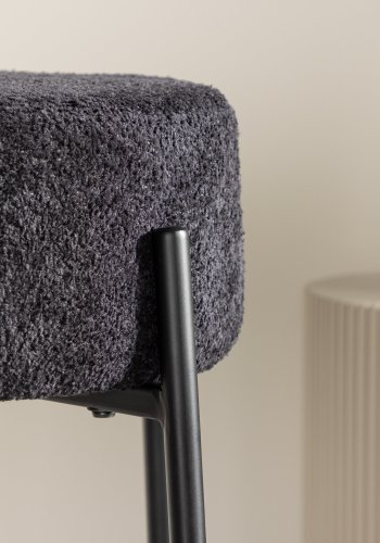 VENTURE DESIGN Tucson barstol, m. fodsttte - sort bouclé stof og stl