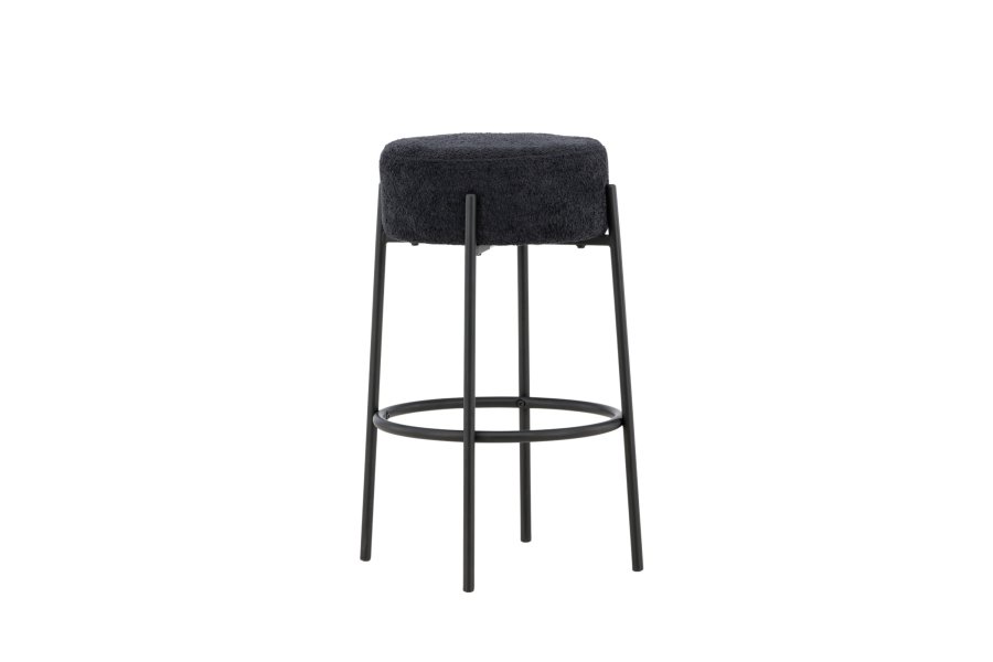 VENTURE DESIGN Tucson barstol, m. fodsttte - sort bouclé stof og stl