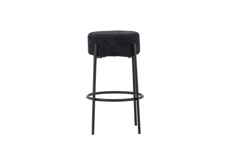 VENTURE DESIGN Tucson barstol, m. fodsttte - sort bouclé stof og stl