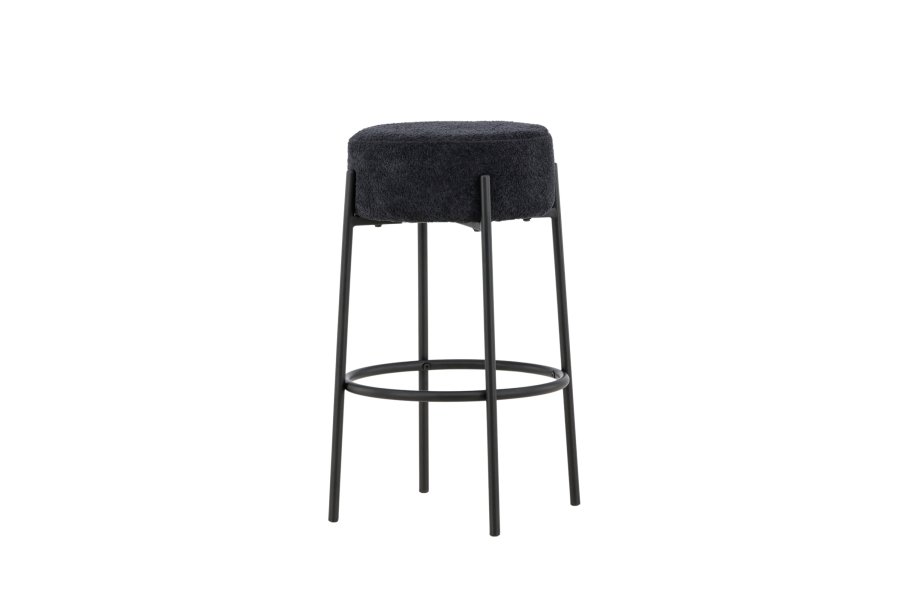 VENTURE DESIGN Tucson barstol, m. fodsttte - sort bouclé stof og stl