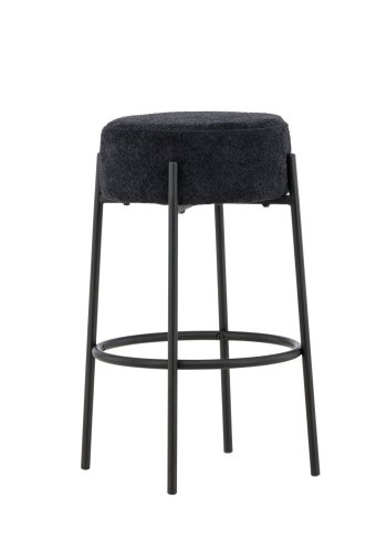 VENTURE DESIGN Tucson barstol, m. fodsttte - sort bouclé stof og stl