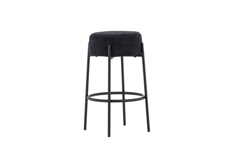 VENTURE DESIGN Tucson barstol, m. fodsttte - sort bouclé stof og stl