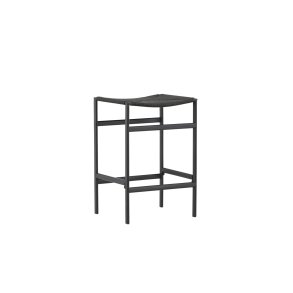 VENTURE DESIGN Polly barstol, m. fodsttte - sort reb og stl