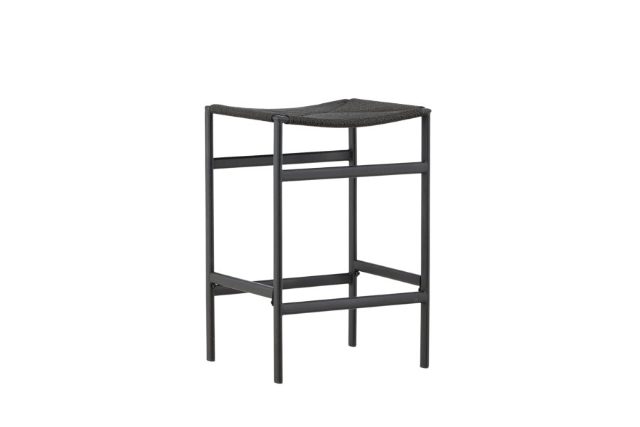 VENTURE DESIGN Polly barstol, m. fodsttte - sort reb og stl