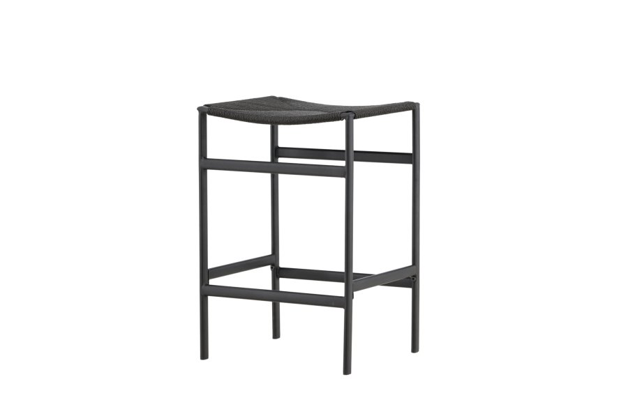 VENTURE DESIGN Polly barstol, m. fodsttte - sort reb og stl