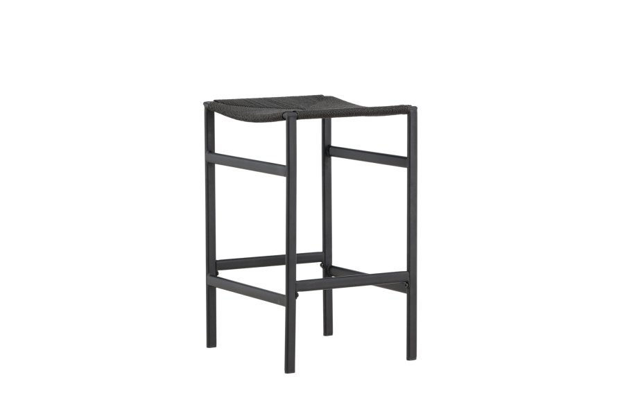 VENTURE DESIGN Polly barstol, m. fodsttte - sort reb og stl