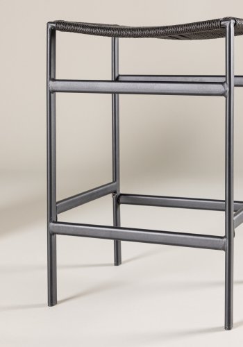 VENTURE DESIGN Polly barstol, m. fodsttte - sort reb og stl