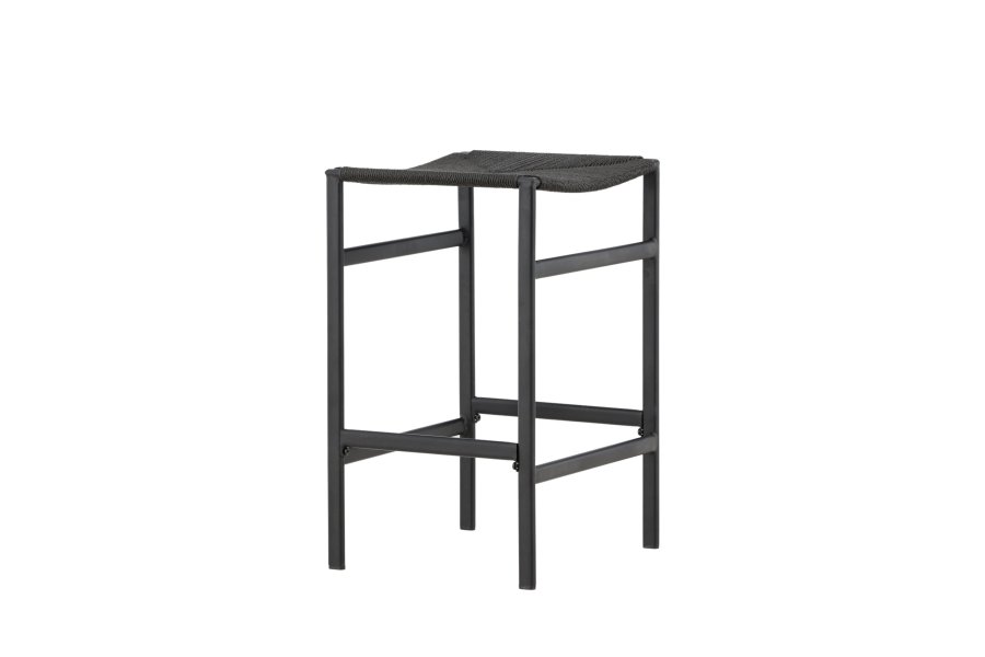 VENTURE DESIGN Polly barstol, m. fodsttte - sort reb og stl