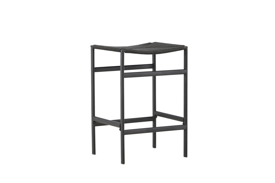 VENTURE DESIGN Polly barstol, m. fodsttte - sort reb og stl