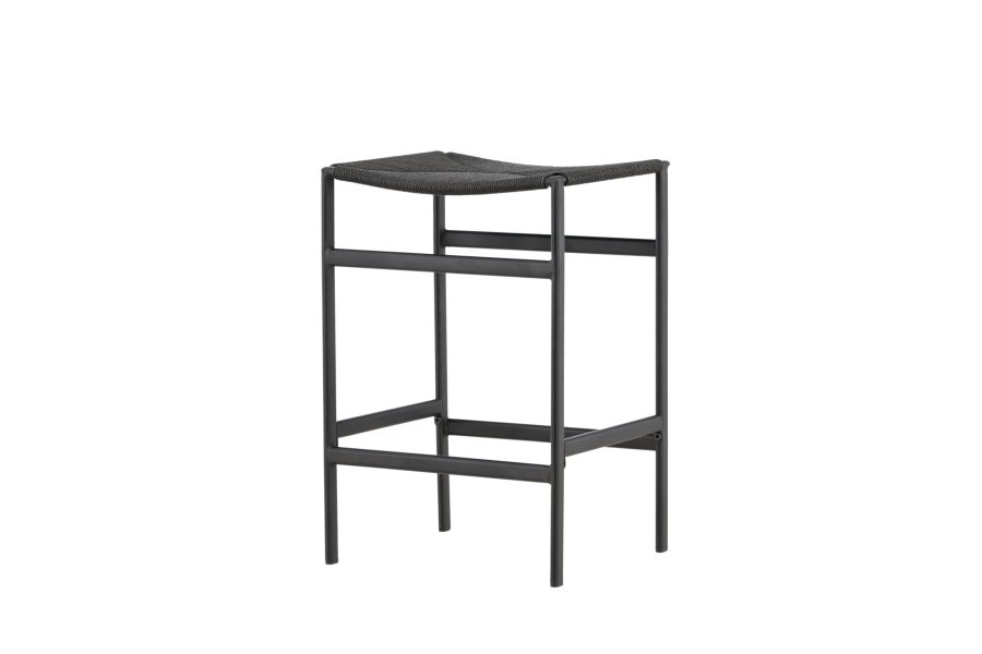 VENTURE DESIGN Polly barstol, m. fodsttte - sort reb og stl