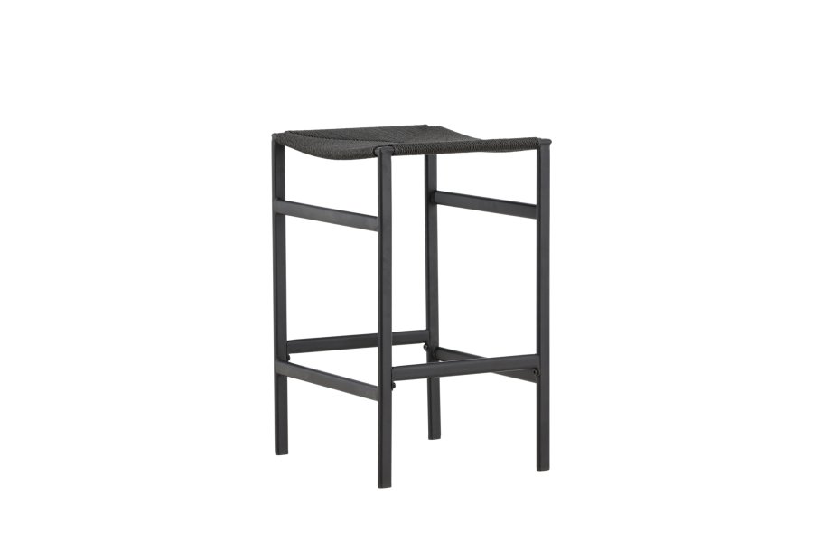 VENTURE DESIGN Polly barstol, m. fodsttte - sort reb og stl