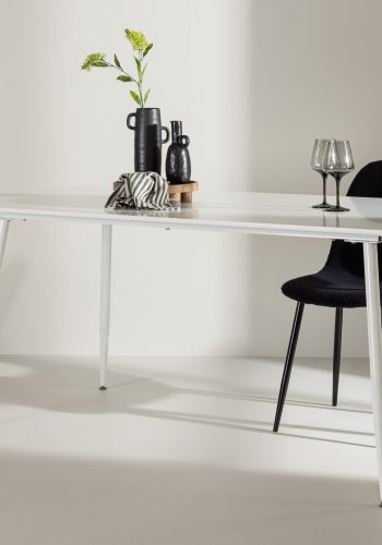 VENTURE DESIGN Silar spisebord, rektangulr - hvid MDF og stl (90x180)