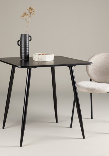 VENTURE DESIGN Polar spisebord, kvadratisk - sort MDF og stl (75x75)