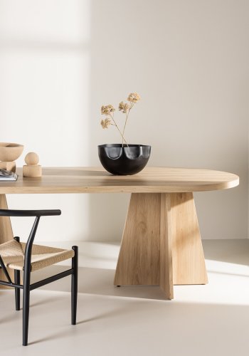 VENTURE DESIGN Bootcut spisebord, rektangulr - hvidvasket 3D-papir MDF (115x230)