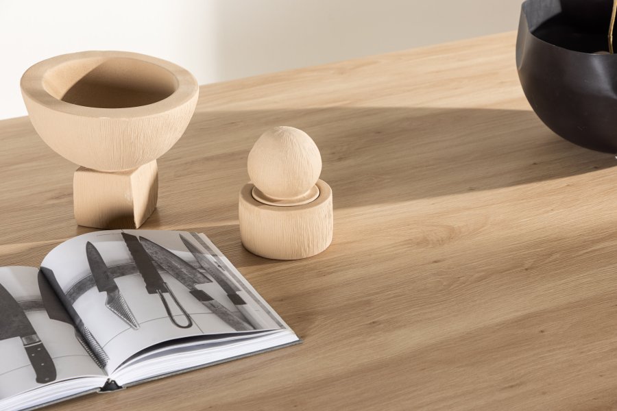 VENTURE DESIGN Bootcut spisebord, rektangulr - hvidvasket 3D-papir MDF (115x230)