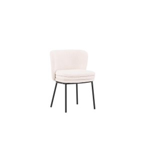 VENTURE DESIGN Agnes spisebordsstol - hvid bouclé stof og sort stl