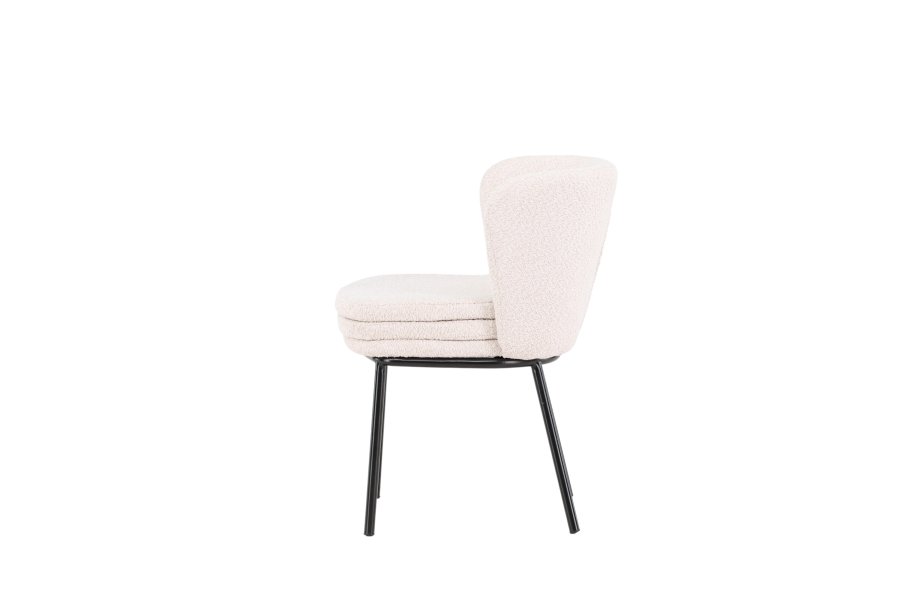 VENTURE DESIGN Agnes spisebordsstol - hvid bouclé stof og sort stl
