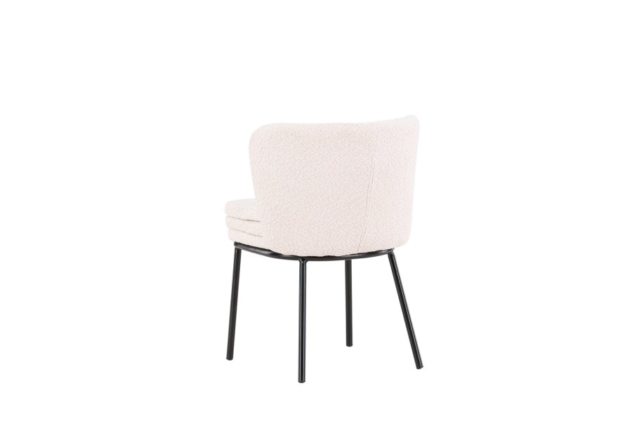 VENTURE DESIGN Agnes spisebordsstol - hvid bouclé stof og sort stl