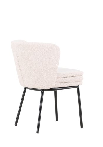 VENTURE DESIGN Agnes spisebordsstol - hvid bouclé stof og sort stl
