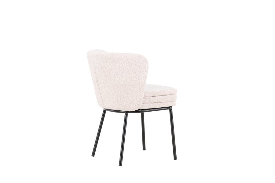 VENTURE DESIGN Agnes spisebordsstol - hvid bouclé stof og sort stl