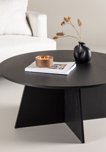 VENTURE DESIGN Bootcut sofabord, rund - sort MDF (10)