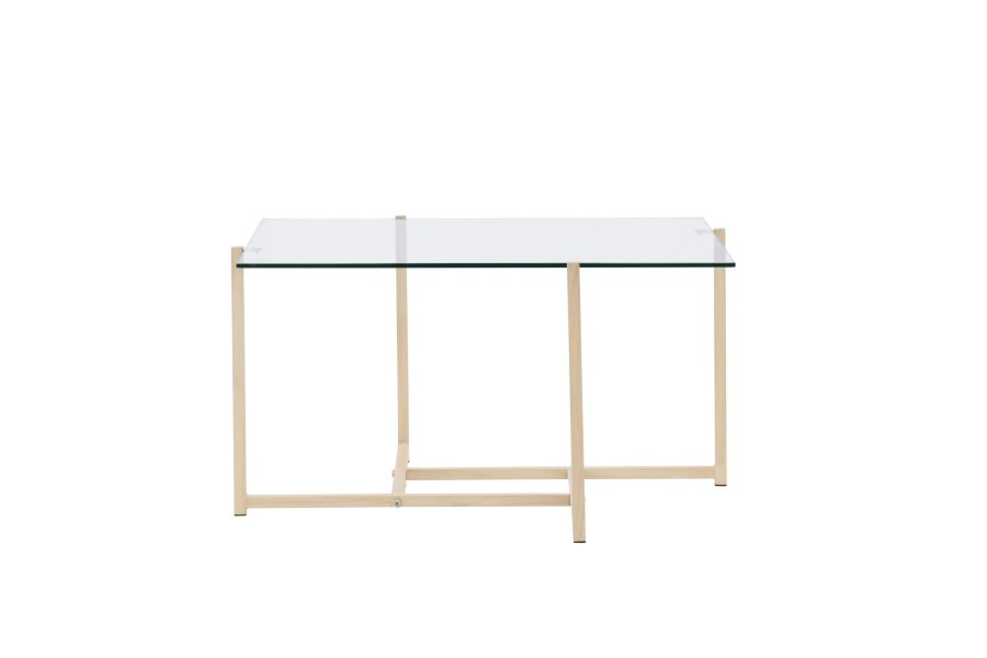 VENTURE DESIGN Hybrid sofabord, kvadratisk - glas og natur stl (80x80)