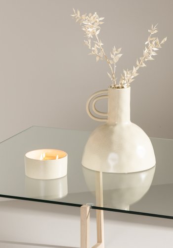 VENTURE DESIGN Hybrid sofabord, kvadratisk - glas og natur stl (80x80)