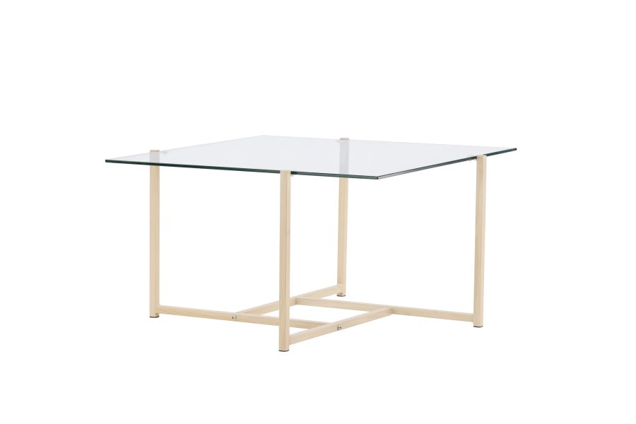 VENTURE DESIGN Hybrid sofabord, kvadratisk - glas og natur stl (80x80)