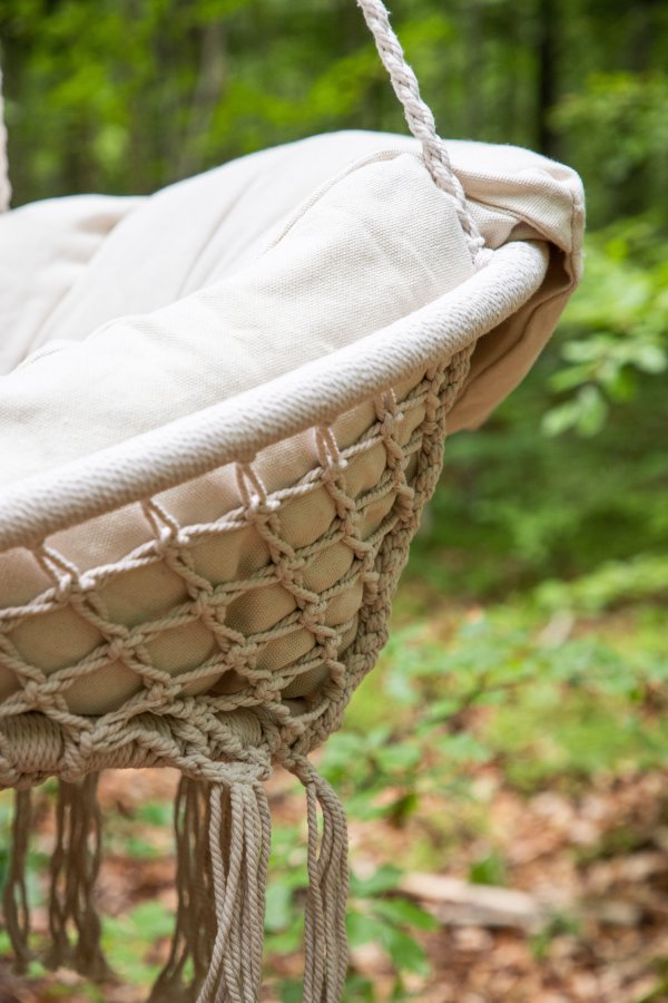 VENTURE DESIGN Hamtic udendrs hngestol, m. pude - hvid stof og reb