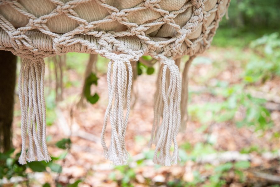 VENTURE DESIGN Hamtic udendrs hngestol, m. pude - hvid stof og reb