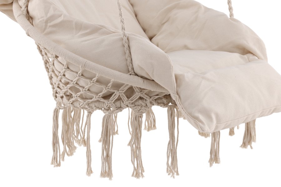 VENTURE DESIGN Hamtic udendrs hngestol, m. pude - hvid stof og reb