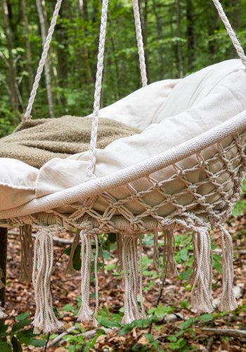 VENTURE DESIGN Hamtic udendrs hngestol, m. pude - hvid stof og reb