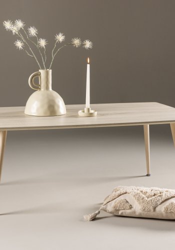 VENTURE DESIGN Plaza sofabord, rektangulr - hvidvasket MDF og stl (70x120)