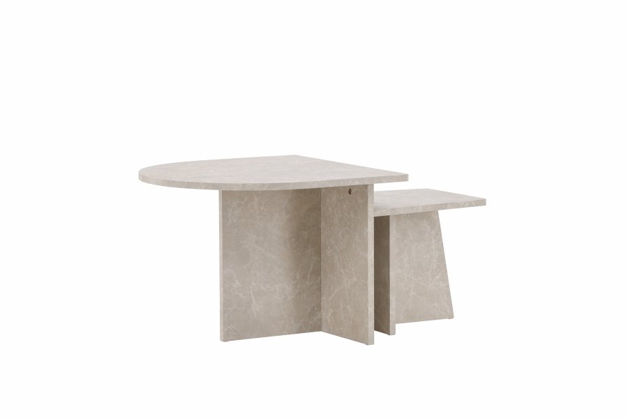 VENTURE DESIGN Sala sofabord - beige marmorlook MDF (60x60) 40x40) (st med 2)