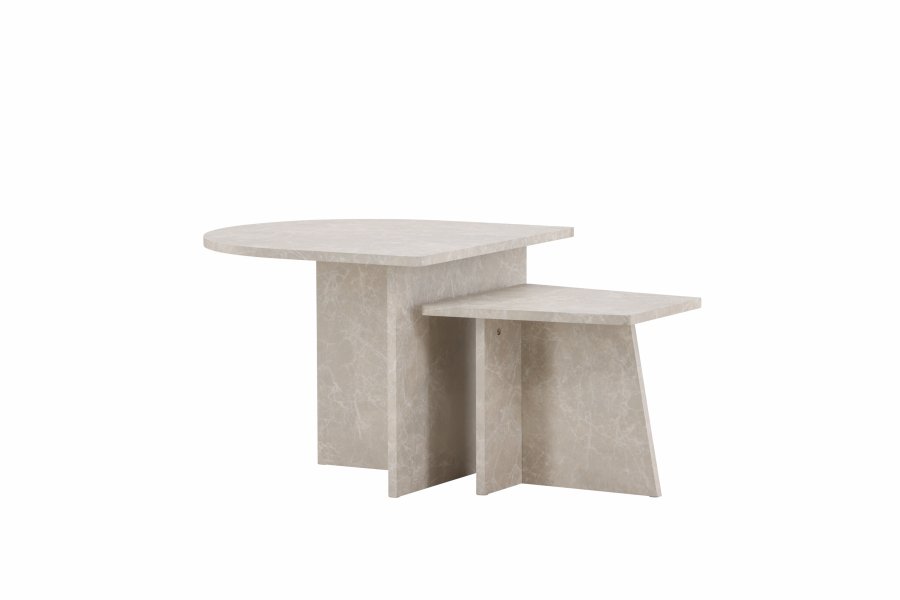 VENTURE DESIGN Sala sofabord - beige marmorlook MDF (60x60) 40x40) (st med 2)